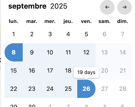selecteur de dates selection de dates